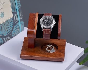 Handmade Wooden Watch Stand: Men's Jewelry Storage Organizer