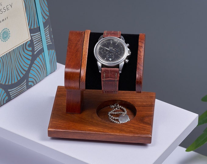 Exhibición de reloj de madera hecha a mano para hombres - Soporte de reloj de madera - Almacenamiento de reloj - Caja de reloj de regalo para él.