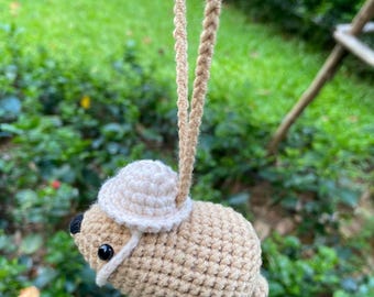 Crochet Capybara Car Charm, Cute Capybara Mirror Hanger, Handmade Animal Car Hanging, Crochet Car Accessory, Gift for Her, Cute Car Decor