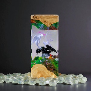 Resin Dragon Lamp: Toothless Statue Night Light, Gaming Decor