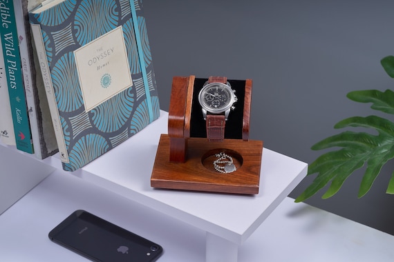 Handmade Wooden Watch Stand: Men's Jewelry Storage Organizer