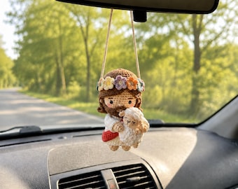 Jesus Keychain Crochet, Jesus Car Charm, Christian Gift, Religious Keychain, Handmade Faith Gift for Her Him, Birthday gifts,  Baptism gifts