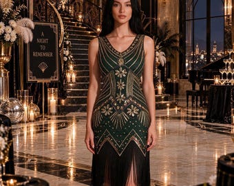 1920s Flapper Gatsby Dress, Art Deco Dress, Vintage Party Dress, Downton Abbey Dress, Evening Gown