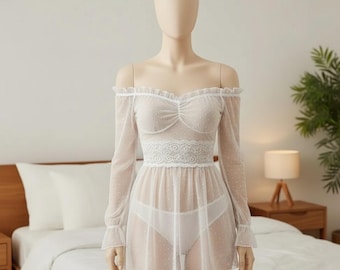 Sheer Lace Lingerie Sets for women, Sheer Intimate Wear Bra & Panty Set Bridal Lingerie See Through Romantic Nightwear, Gift for Her