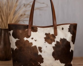 Luxury Cowhide Leather Tote Bag – Large Capacity Western Style Shoulder Bag for Everyday Use