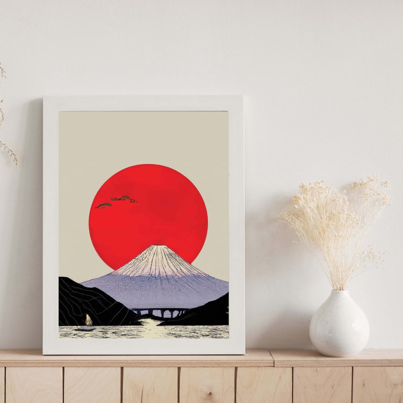 Ukiyoe Style Art Print, Mount Fuji Ukiyoe Art, Japanese Art Print