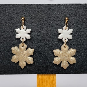 Shimmering Snowflakes | Polymer Clay Christmas Earrings