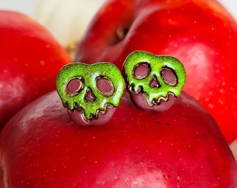 Snow White's Poison Apple | Halloween Polymer Clay Stud Earrings
