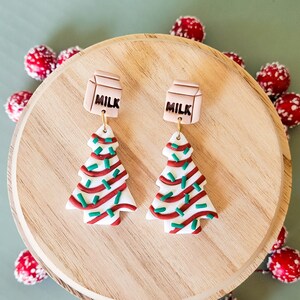 クリスマスツリーケーキ＆ミルク | ポリマークレイイヤリング