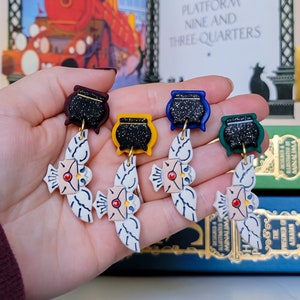 House Cauldrons | Boy Wizard Owl Letter Polymer Clay Earrings