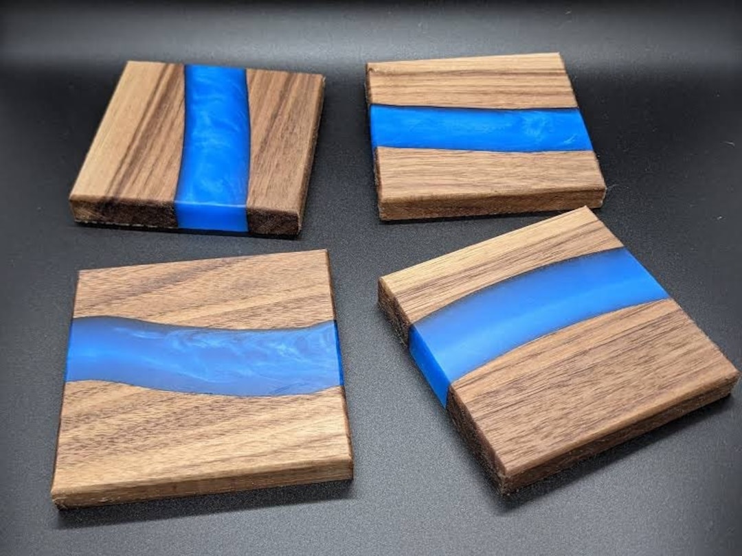 Epoxy Wood River Coasters Etsy