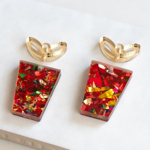 Cadeau de Noël festif à paillettes avec découpe d&#39;ébauches de boucles d&#39;oreilles en acrylique, fabrication de bijoux de boucles d&#39;oreilles pendantes artisanales, bas de Noël de vacances