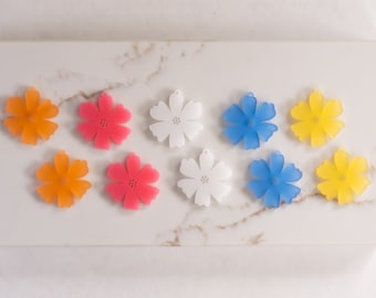 Frosted Flower Earring Blanks Cutout, Pastel Flower Dangle Earring Jewelry Making, Craft Earrings DIY, Floral Spring Easter Earring Blanks