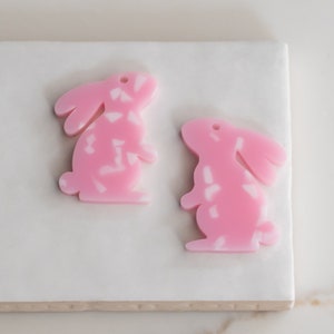 Pink Terrazzo Easter Bunny Earring Blanks Cutout, Dangle Earring Jewelry Making, Craft Earrings DIY, Pink Easter Bunny Rabbit Earring Blanks