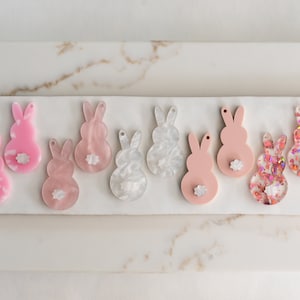 Marshmallow Easter Bunny Earring Blanks Cutout, Dangle Earring Jewelry Making, Craft Earrings DIY, Pink Easter Bunny Earring Blanks