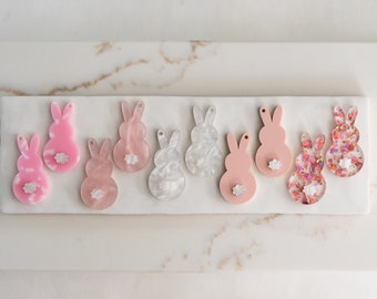 Marshmallow Easter Bunny Earring Blanks Cutout, Dangle Earring Jewelry Making, Craft Earrings DIY, Pink Easter Bunny Earring Blanks