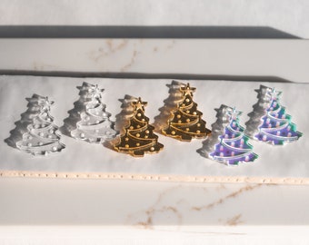 Engraved Christmas Tree Earring Blanks Cutout, Winter Holiday Dangle Earring Jewelry Making, Craft Earrings DIY, Christmas Star