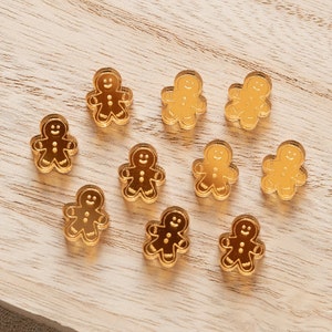 Ensemble de cabochons en acrylique doré bonhomme en pain d'épice, fabrication de bijoux de clous d'oreilles en acrylique, boucles d'oreilles artisanales, fabrication de boucles d'oreilles, boucle d'oreille de Noël vierge