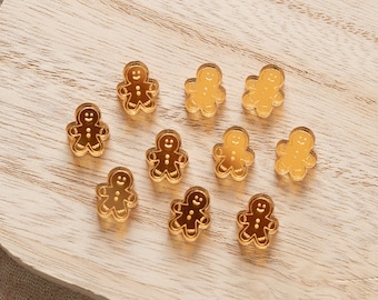 Set di cabochon acrilici dorati omini di pan di zenzero, creazione di gioielli con orecchini a bottone in acrilico, orecchini artigianali, creazione di orecchini, orecchini di Natale vuoti