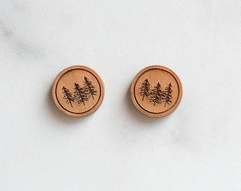 Tree Earring Wood Cabochons Set, Camping Jewelry, Wood Stud Earring Jewelry Making, Craft Earrings, Earring Jewelry Making, Earring Blank