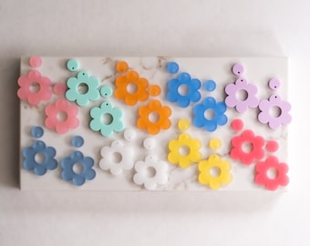 Daisy Earring Blanks Cutout, Frosted Pastel Flower Dangle Earring Jewelry Making, Craft Earrings DIY, Floral Spring Easter Earring Blanks