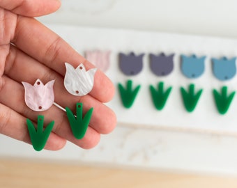 Acrylic Tulip Earring Blanks Cutout, Dangle Earring Jewelry Making, Craft Earrings DIY, Floral Tulip Earring Blanks, Easter Earring Blanks