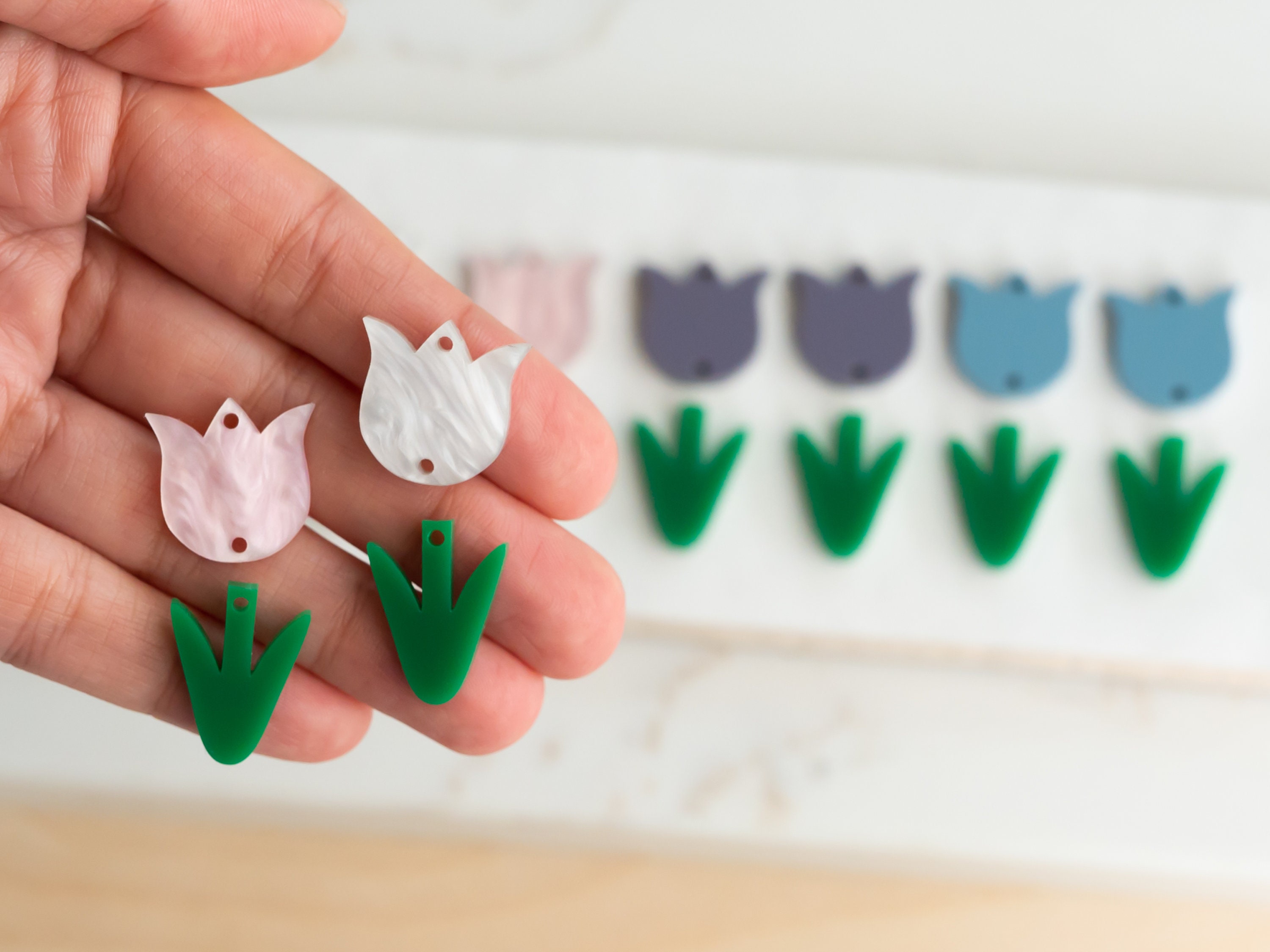 Acrylic Tulip Earring Blanks Cutout, Dangle Earring Jewelry Making, Craft Earrings DIY, Floral Tulip Earring Blanks, Easter Earring Blanks