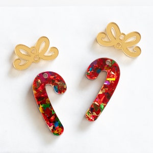 Sucre de Noël festif scintillant avec découpe d&#39;ébauches de boucles d&#39;oreilles en acrylique, fabrication de bijoux de boucles d&#39;oreilles pendantes artisanales, bas de Noël de vacances
