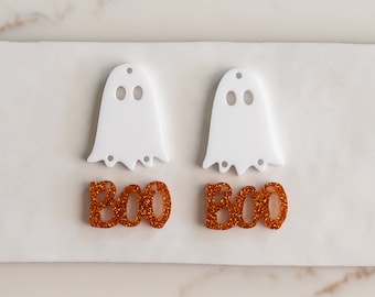 Ghost and Boo Dangle Earring Blanks Cutout, Earring Jewelry Making, Craft Multi Part Earrings DIY, Spooky Ghost Halloween Earring Blanks