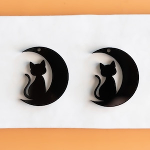 Schwarze Katze auf dem Mond Halloween baumeln Ohrring Rohlinge Ausschnitt, baumeln Ohrring Schmuck machen, Handwerk Ohrringe DIY, Halloween Hexe Ohrring Rohlinge
