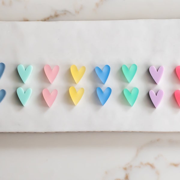 Acrylic Heart Cabochons Set of 10, Frosted Pastel Stud Earring Jewelry Making, Craft DIY Earrings, Earring Making, Valentine's Earring Blank