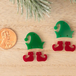 クリスマス サンタ エルフ アクリル イヤリング ブランク カットアウト、ダングル イヤリング ジュエリー作り、クラフト イヤリング DIY、冬のホリデー クリスマスプレゼント