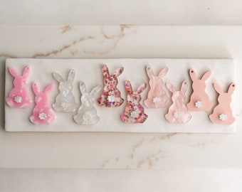 Easter Bunny Earring Blanks Cutout, Dangle Earring Jewelry Making, Craft Earrings DIY, Pink Easter Bunny Rabbit Earring Blanks