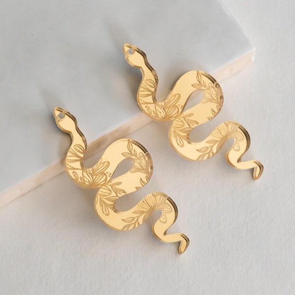 Floral Snake Gold Earring Blanks Cutout, Dangle Earring Jewelry Making, Craft Earrings DIY, Snake Earring Blanks