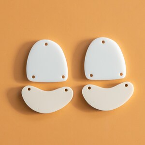 Abstract Shape Earring Blanks Cutout, White and Bone, Dangle Earring Jewelry Making, Craft Earrings DIY, Geometric Bean Shape Earring Blanks