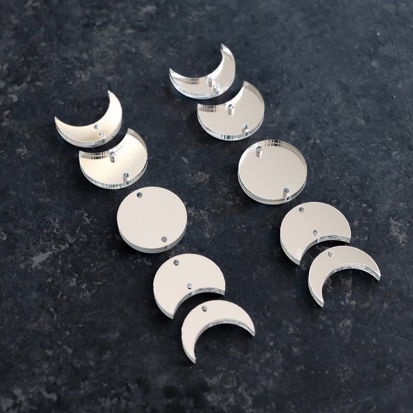 Silver Moon Phase Dangle Earring Blanks Cutout, Earring Jewelry Making, Craft Multi Part Earrings DIY, Witchy Halloween Earring Blanks