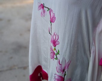 Hand painted Crape Silk Tunic. One of a kind.