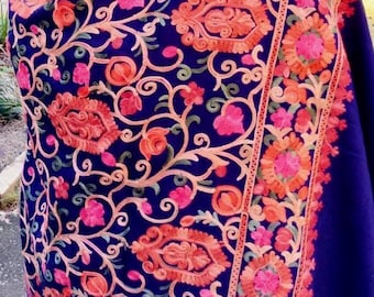 Kashmiri Wool Shawl: Floral Embroidered Wrap