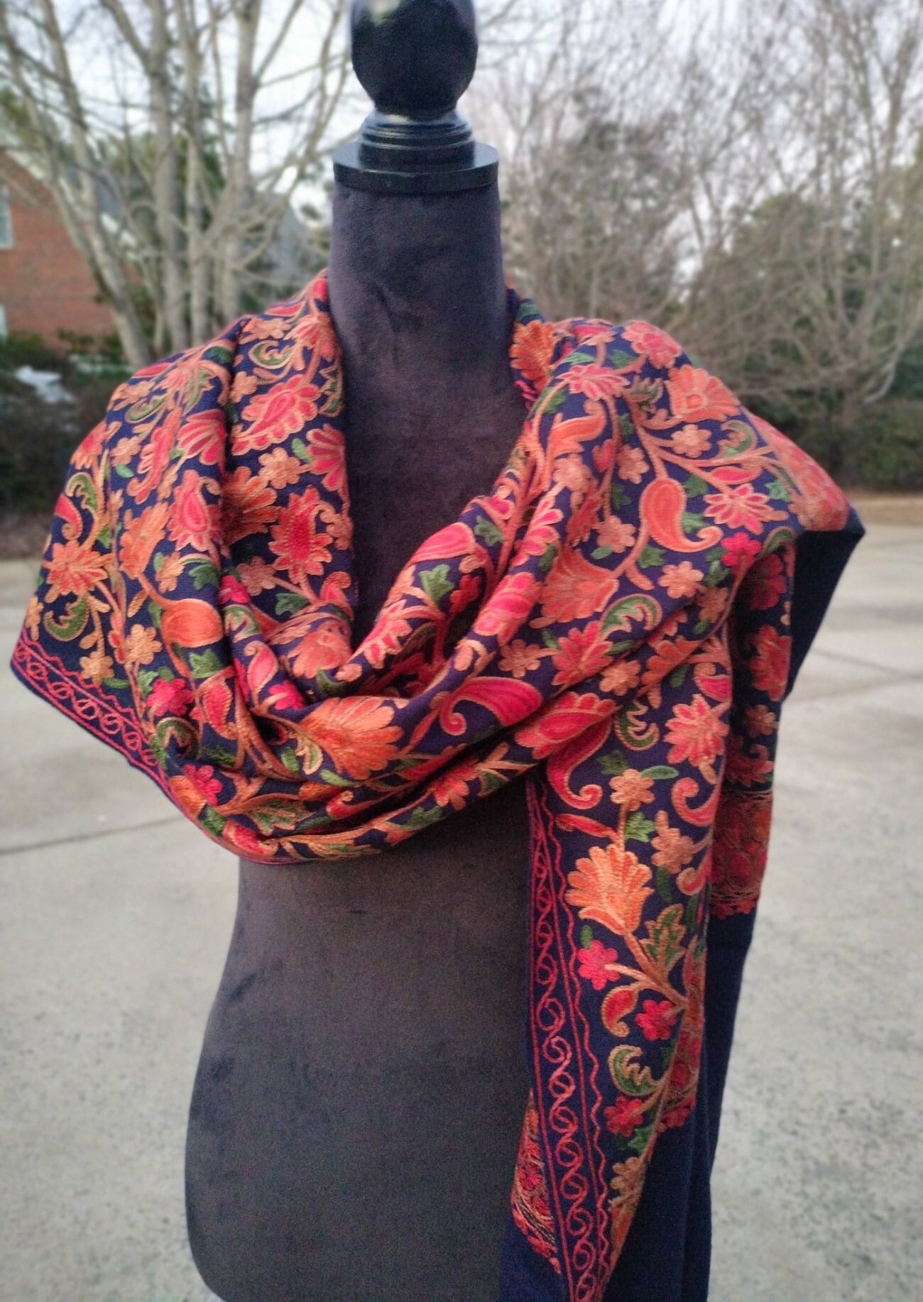 embroidered shawl wrap
