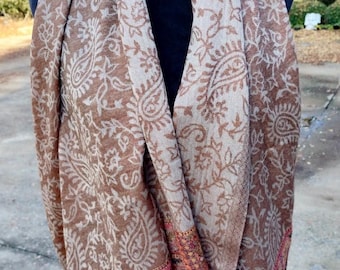 Handcrafted Pashmina Shawl: Lightweight Wool Scarf, Kashmiri Wrap