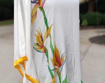 Hand Painted tunic, Crape silk, One of a kind, Tunic