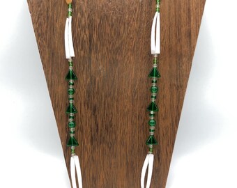 Single Strand Pine Nut Lanyard with Dentilium Shells and Glass Beads