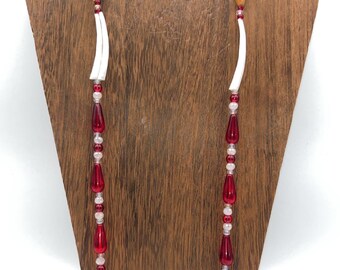 Single Strand Pine Nut Lanyard with Dentilium Shells and Glass Beads