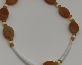 Pine Nut Bracelet with Dentilium Shells and Glass Beads