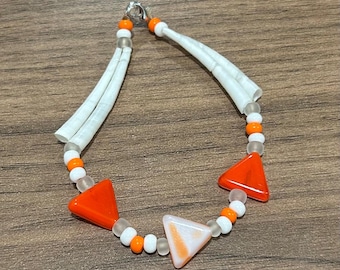 Pine Nut Bracelet with Dentilium Shells and Glass Beads