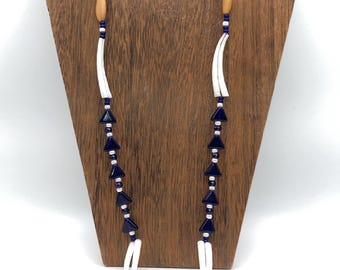 Single Strand Pine Nut Lanyard with Dentilium Shells and Glass Beads