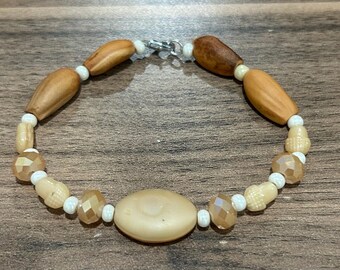 Pine Nut Bracelet with Glass Beads