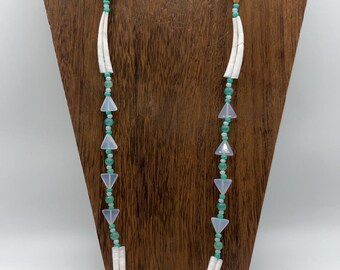 Single Strand Pine Nut Lanyard with Dentilium Shells and Glass Beads