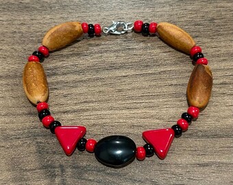 Pine Nut Bracelet with Glass Beads