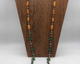 Single Strand Pine Nut Lanyard with Glass Beads
